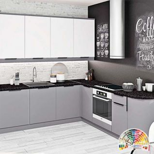 Кухня Лофт крашеный МДФ Серая (Титан) + белый матовый 1 метр погонный фабрики Кухни Комфорт Мебель