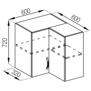 Секция 60х60В кут прям Кухня Бьянка 2 категории