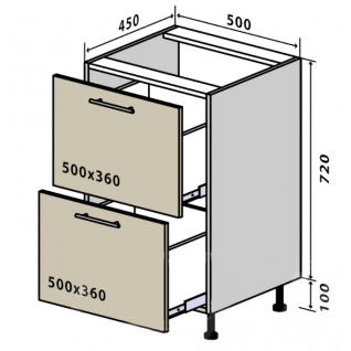 №36 Секция 50(1+1) низ ящики Кухня Грация 
