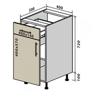 №23 Секция 40(1+1) низ ящик Кухня МоДа Matt Люкс
