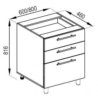 Секция 60Н 3Ш(2+1) Кухня Адель