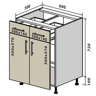 №26 Секция 60(2+2) низ ящик Кухня МоДа Люкс фабрики Vip master