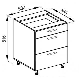 Секция 60Н 3Ш(1+2) FAVORIT Кухня Бьянка 2 категории
