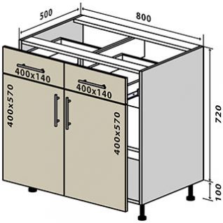№27 Секция 80(2+2) низ ящик Кухня МоДа Люкс