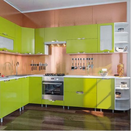 Фото Кухня Адель Люкс светло зеленая (лайм глянец) 1 метр погонный Світ Меблів