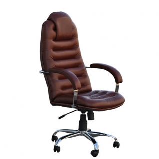 Кресло TUNIS P STEEL CHROME кожа люкс LE-09 цвет коричневый фабрики Примтекс плюс