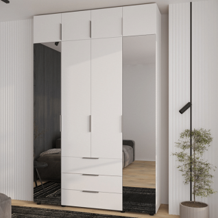 Шкаф 4Д3Ш Версаль (Гелар) Белый (2 зеркала большие) + Антресоль Феникс