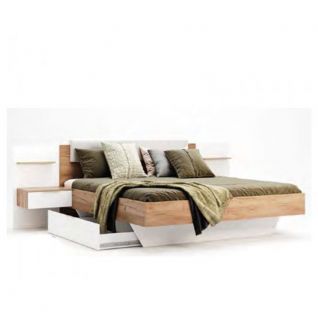 Кровать Асти 1.6х2.0 с тумбами Дуб Крафт/белый глянец фабрики MiroMark