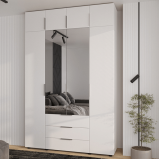 Шкаф 4Д3Ш Версаль (Гелар) Белый (2 зеркала маленькие) + Антресоль Феникс фабрики Феникс Корпус