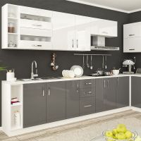 Кухня Гамма Лак Белый/Серый 1 метр погонный Мебель Сервис