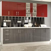 Кухня Гамма Лак Красный/Серый 1 метр погонный Мебель Сервис