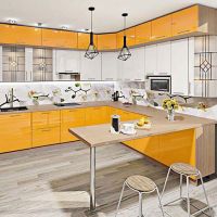 Кухня Крашеный высокий глянец Оранжевая (лимон) 1 метр погонный