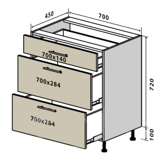 №46 Секция 70(2+1) низ ящик Кухня Interno фабрики Vip master