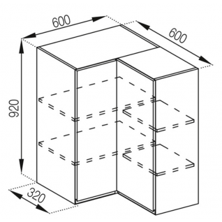Секция 60х60В 920 кут прям Кухня Тина