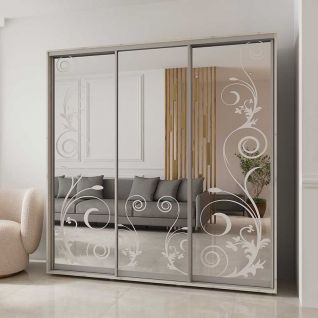 Шафа купе 3 дверна Дзеркала піскоструй