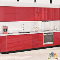 Кухня Альфа-ручка крашеный МДФ Красная глянец 1 метр погонный