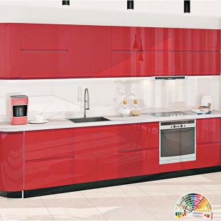 Кухня Альфа-ручка крашеный МДФ Красная глянец 1 метр погонный фабрики Кухни Комфорт Мебель