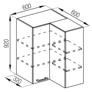 Секция 60х60В кут прям 920 Кухня Марта Лак 