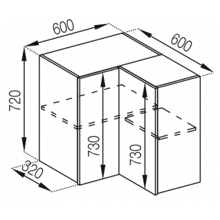 Секция 60х60В кут прям Кухня Марго ДСП
