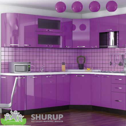 Фото Кухня Гамма Глянец Фиолетовый 1 метр погонный Мебель Сервис