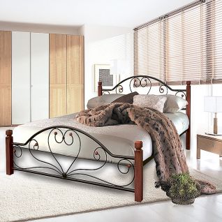 Кровать металлическая на деревянных ногах Джоконда Металл-Дизайн фабрики Металл-Дизайн