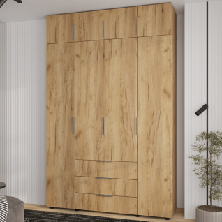 Шкаф 4Д3Ш Версаль (Гелар) Дуб крафт золотой + Антресоль Феникс