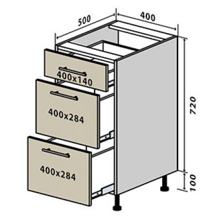 Фото №9 Секция 40(2+1) низ ящик Кухня МоДа Люкс