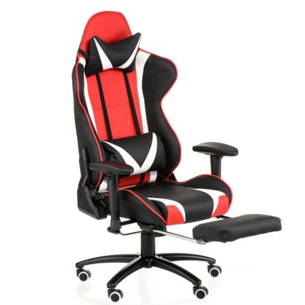 Фото Кресло ExtremeRace black/red/white with footrest с подставкой Special4You