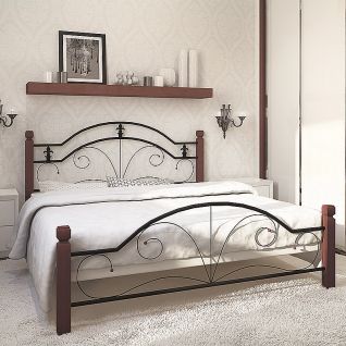 Кровать металлическая на деревянных ногах Диана  фабрики Металл-Дизайн