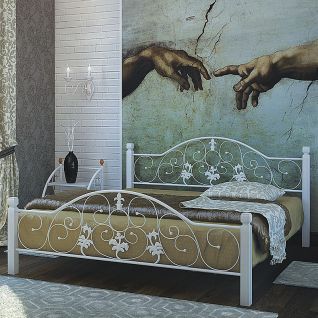 Кровать металлическая на деревянных ногах Жозефина Металл-Дизайн фабрики Металл-Дизайн