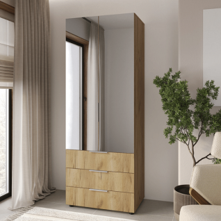 Шкаф 2Д3Ш Версаль (Гелар) Дуб крафт золотой Зеркала Феникс