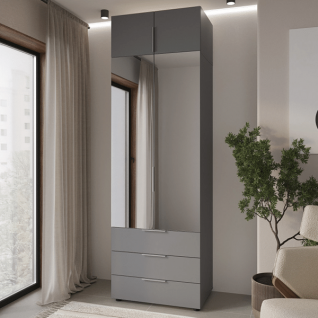 Шкаф 2Д3Ш Версаль (Гелар) Графит Зеркала + Антресоль Феникс