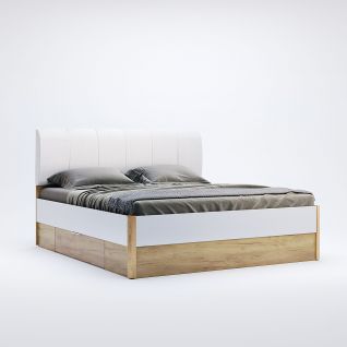 Кровать 1.8х2.0м с ящиками  Асти Дуб Крафт/белый глянец MiroMark