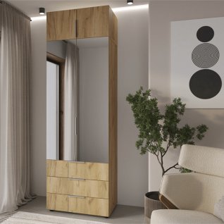 Шафа 2Д3Ш Версаль (Гелар) Дуб крафт золотий Дзеркала + Антресоль Фенікс