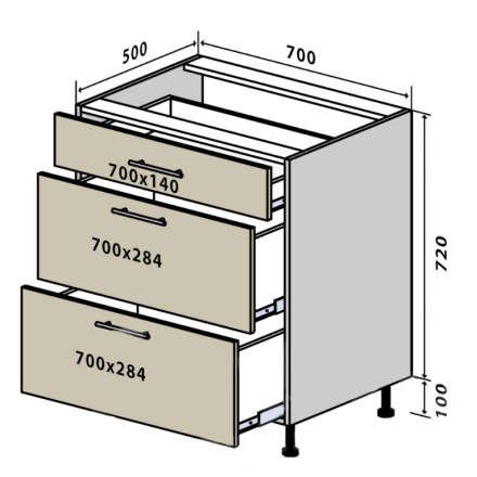 Фото №46 Секція 70 (2+1) низ ящик Кухня Мода Matt Люкс