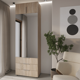 Шкаф 2Д3Ш Версаль (Гелар) Дуб сонома Зеркала + Антресоль Феникс