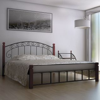 Кровать металлическая на деревянных ногах Афина Металл-Дизайн фабрики Металл-Дизайн