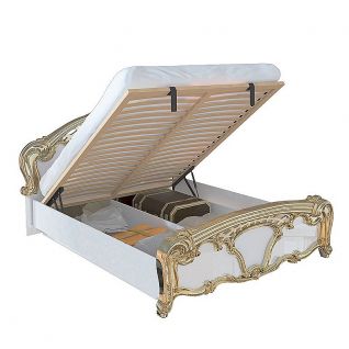 Кровать Ева 1.6х2.0м подъемная с каркасом Белый глянец/золото MiroMark