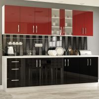 Кухня Гамма Лак Красный/Черный 1 метр погонный Мебель Сервис