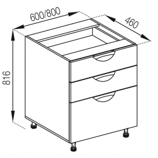 Секция 60Н 3Ш(2+1) FAVORIT Кухня Адель Люкс 2 категории  