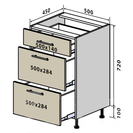 Фото №35 Секція 50(2+1) низ ящик Кухня Мода