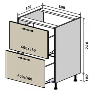 №10 Секция 60(1+1) низ ящик Кухня МоДа Люкс фабрики Vip master