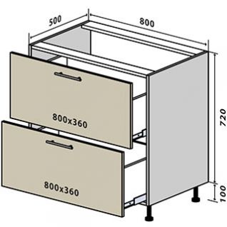 №11 Секция 80(1+1) низ ящик Кухня МоДа Люкс фабрики Vip master