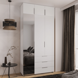 Шкаф 3Д3Ш Версаль (Гелар) Белый (1 Зеркало большое) + Антресоль Феникс