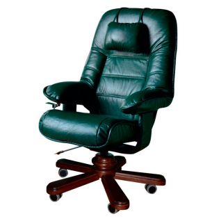 Кресло STATUS EXTRA кожа люкс LE-13/К цвет Зеленый дерево т. орех 1.031