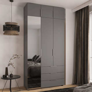 Шкаф 3Д3Ш Версаль (Гелар) Графит (1 Зеркало большое) + Антресоль Феникс фабрики Феникс Корпус