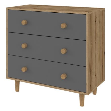 Фото Комод 3Ш Лувр Сiрий графiт Фенікс