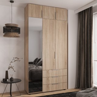 Шафа 3Д3Ш Версаль (Гелар) Дуб сонома (1 Дзеркало велике) + Антресоль Фенікс