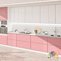 Кухня Хай-Тек Розовая + белый глянец 1 метр погонный