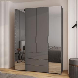 Шкаф 4Д3Ш Версаль (Гелар) Графит (2 зеркала большие) Феникс